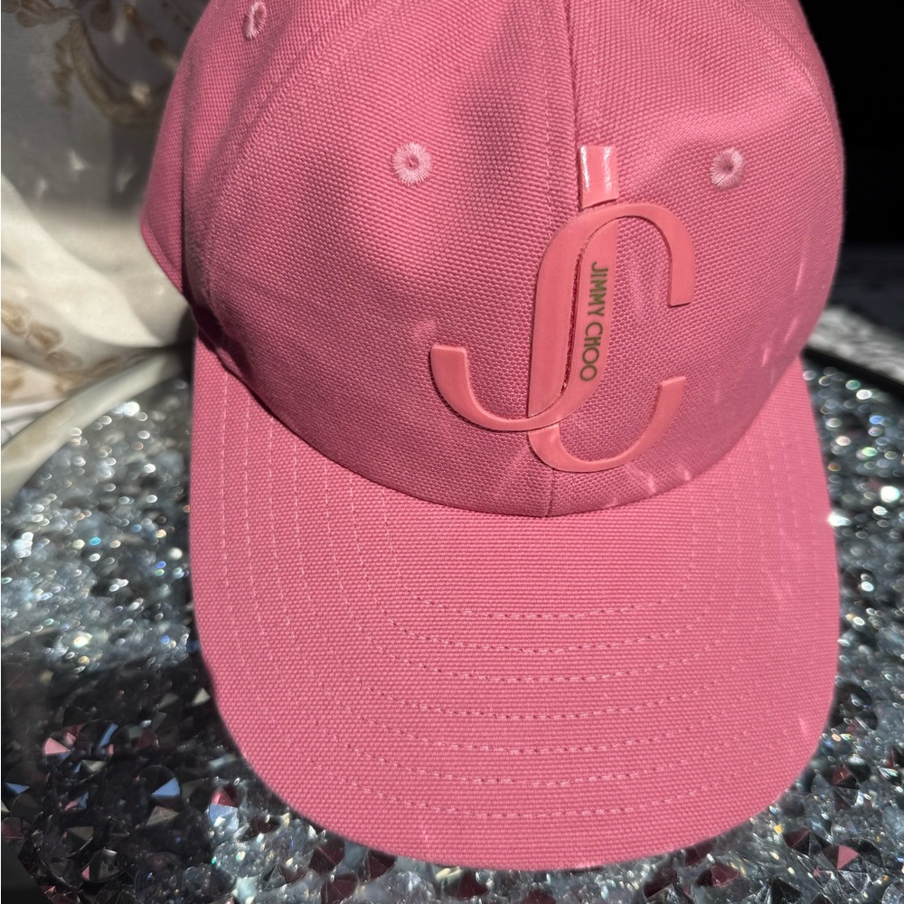 NWT Jimmy Choo Pink Logo Baseball Cap - Picture 3 of 8
